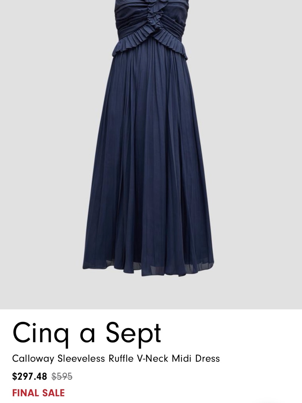 cinq a sept Navy Pleated Maxi Skirt with Ruffle Detail